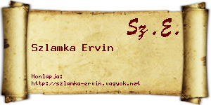 Szlamka Ervin névjegykártya